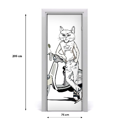 Fototapet på dörr Kattman