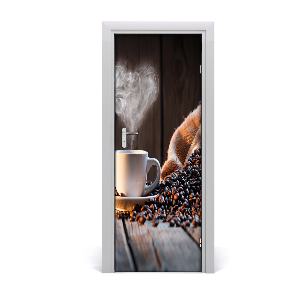 Självhäftande dörrklistermärke kopp kaffe