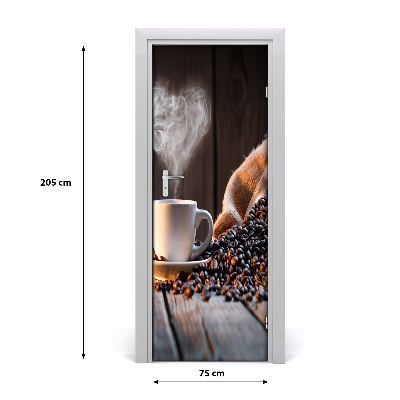 Självhäftande dörrklistermärke kopp kaffe
