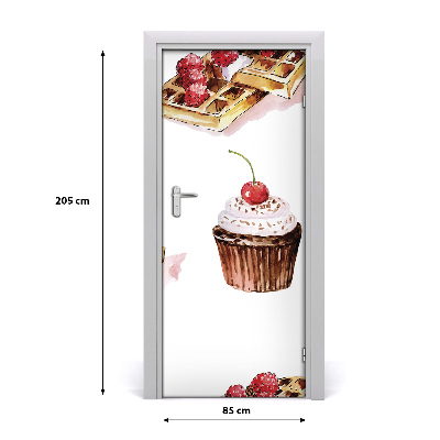Självhäftande dörrklistermärke Muffins och våfflor