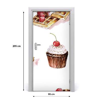 Självhäftande dörrklistermärke Muffins och våfflor