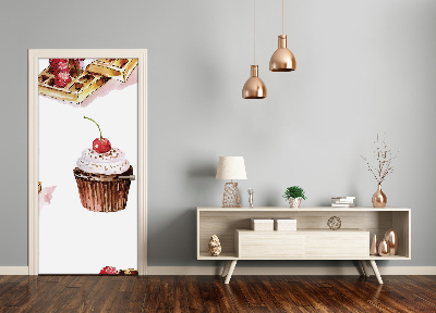Självhäftande dörrklistermärke Muffins och våfflor