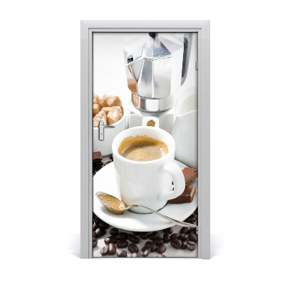 Självhäftande dörrklistermärke kopp kaffe
