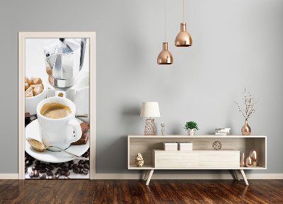 Självhäftande dörrklistermärke kopp kaffe