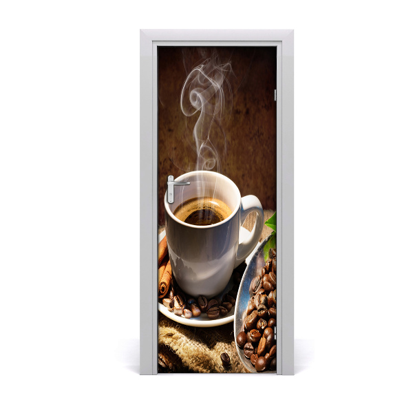 Fototapet dörr kopp kaffe
