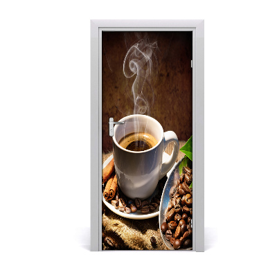 Fototapet dörr kopp kaffe