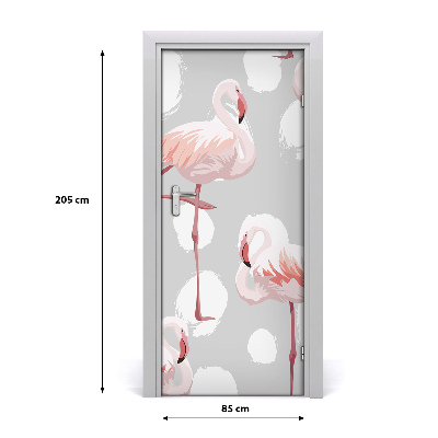 Fototapet på dörr Flamingos och prickar
