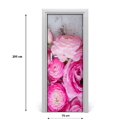 Fototapet på dörr Rosa smörblommor