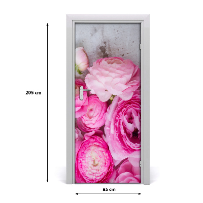 Fototapet på dörr Rosa smörblommor