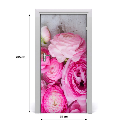 Fototapet på dörr Rosa smörblommor