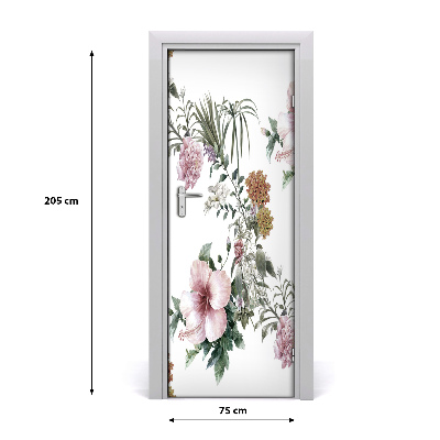 Självhäftande dörrklistermärke Tropiska blommor