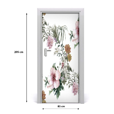 Självhäftande dörrklistermärke Tropiska blommor