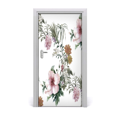 Självhäftande dörrklistermärke Tropiska blommor