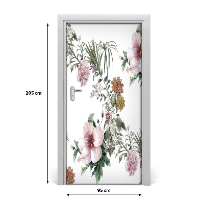Självhäftande dörrklistermärke Tropiska blommor
