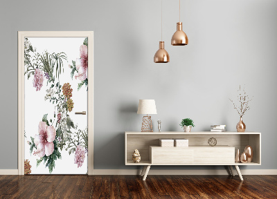 Självhäftande dörrklistermärke Tropiska blommor