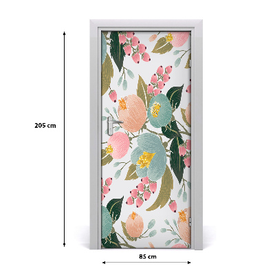 Självhäftande dörrklistermärke Vårblommor