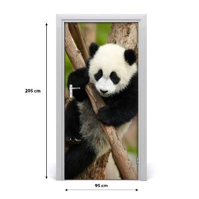 Självhäftande dörrklistermärke Panda på ett träd