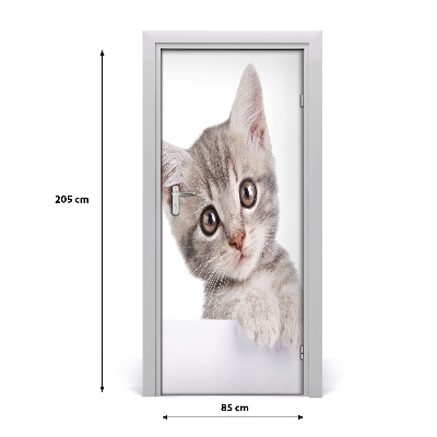 Självhäftande dörrklistermärke Grå katt
