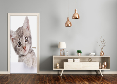 Självhäftande dörrklistermärke Grå katt
