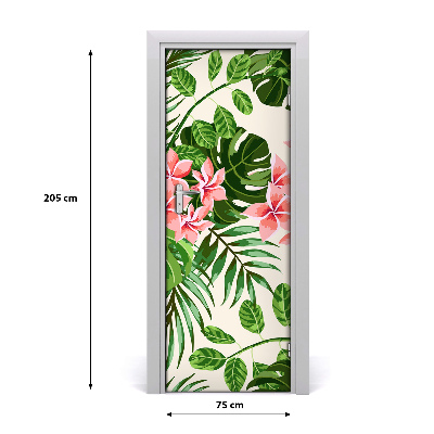 Självhäftande dörrklistermärke Hawaiianska blommor