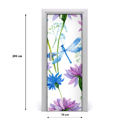 Dörrklistermärke Blommor och trollsländor