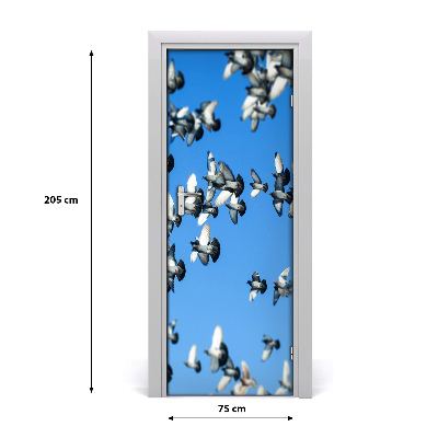 Självhäftande dörrklistermärke Duvor i himlen