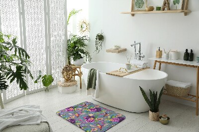 Matta till badrum Blommor Fåglar