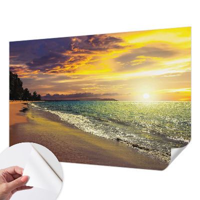 Peel and stick fototapet med motiv av en strand vid solnedgång