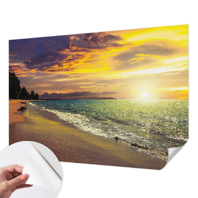 Peel and stick fototapet med motiv av en strand vid solnedgång