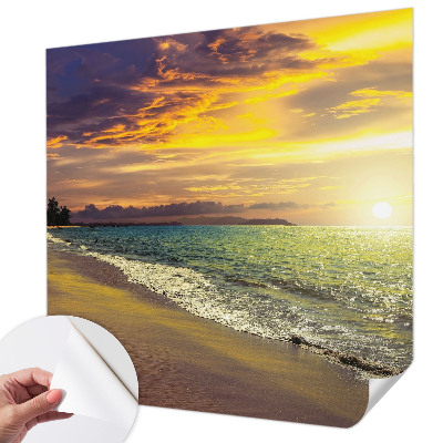 Peel and stick fototapet med motiv av en strand vid solnedgång