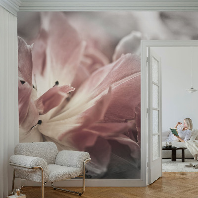 Fototapet barn med pastellfärgade blommor