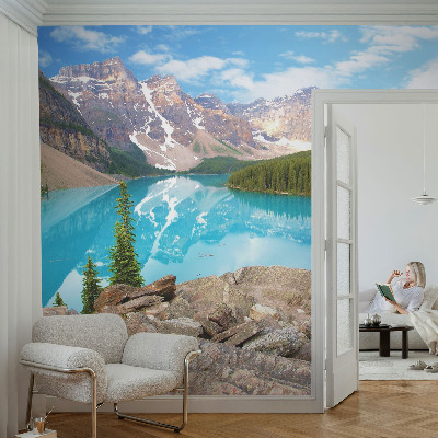 Självhäftande fototapet med motiv av en blå sjö