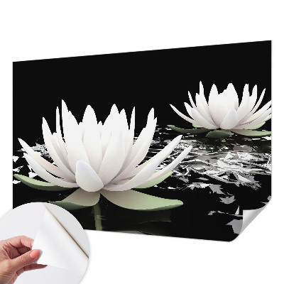3D fototapet med motiv av vattenblommor