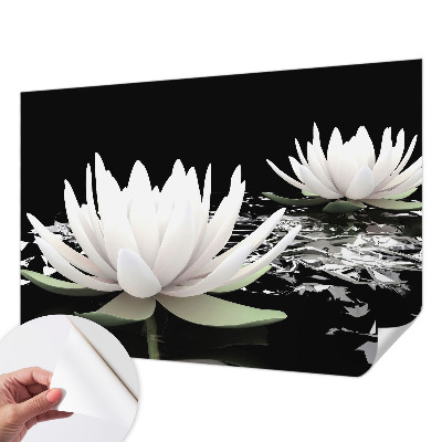 3D fototapet med motiv av vattenblommor