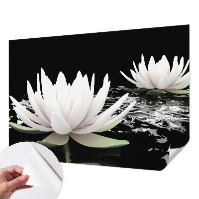 3D fototapet med motiv av vattenblommor