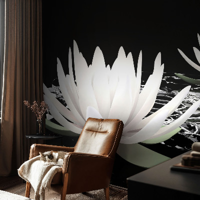 3D fototapet med motiv av vattenblommor