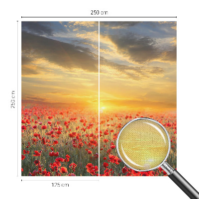 3D fototapet med motiv av ett vallmofält