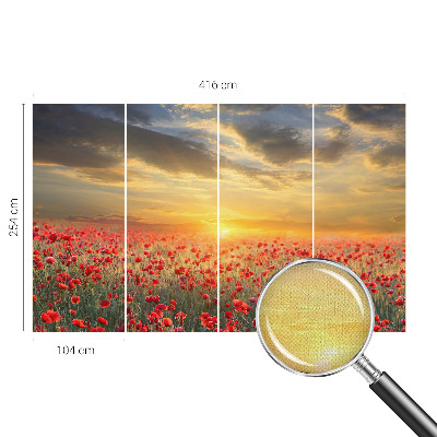 3D fototapet med motiv av ett vallmofält