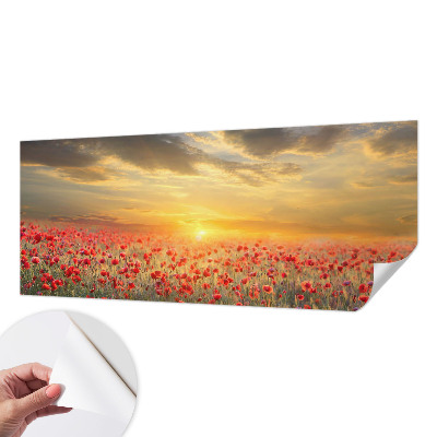 3D fototapet med motiv av ett vallmofält