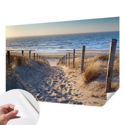 Självhäftande fotovägg med motiv av en strandstig