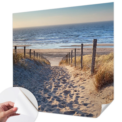 Självhäftande fotovägg med motiv av en strandstig