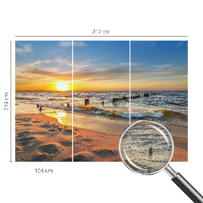 Fototapet för barn med motiv av en strandsolnedgång