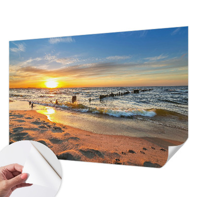 Fototapet för barn med motiv av en strandsolnedgång