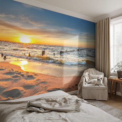 Fototapet för barn Strandsolnedgång