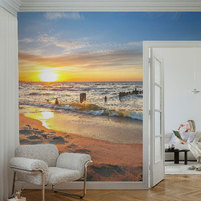 Fototapet för barn med motiv av en strandsolnedgång