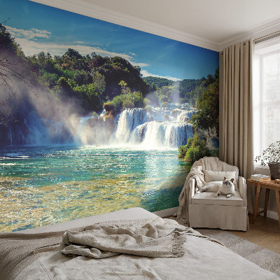 3D fototapet med motiv av ett vattenfallslandskap