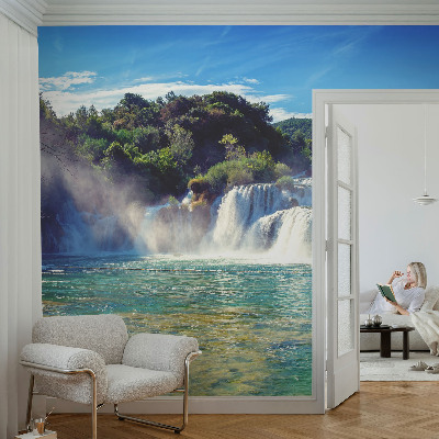 3D fototapet med motiv av ett vattenfallslandskap