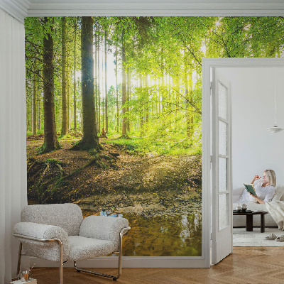 Fototapet barn med ett grönt landskap
