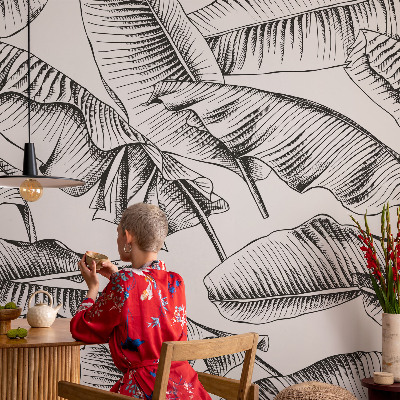 Fototapet barn med motiv av bananblad