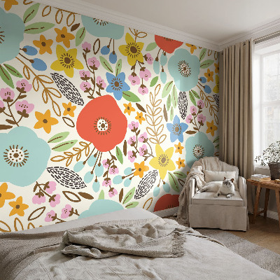 Fototapet för barn med blommönster